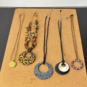 Assorted Women Pendant Necklaces Leopard Black White Turquoise Accents Costume
